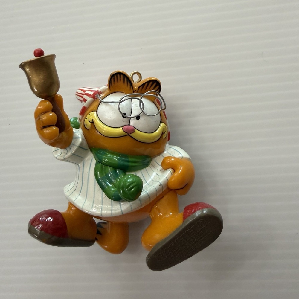 Vintage Garfield Christmas Ornament Enesco Nightgown Scrooge